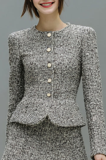 Grey 2-Piece Single Breasted Mini Work Dress